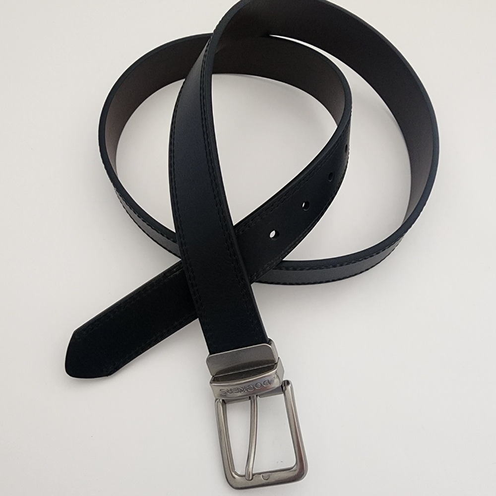 Dockers black leather belt silver tone buckle XL 42 - 44